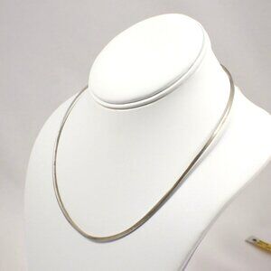 VTG 925 Sterling Silver Choker Necklace 17" Solid Square Collar Mexico 2.5mm 15g